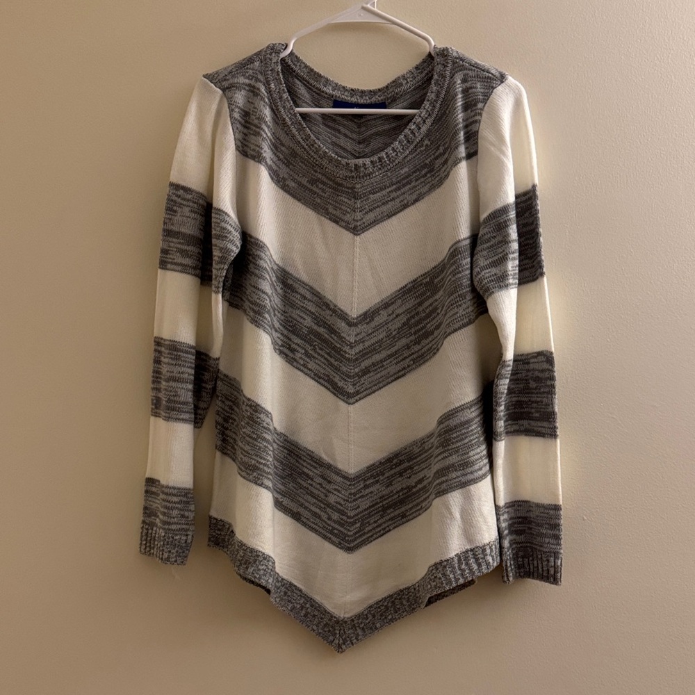 APT. 9 Asymmetrical Striped Chevron Sweater